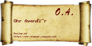 Ohr Avenár névjegykártya
